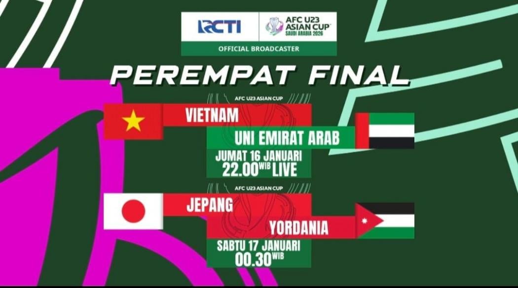 Jadwal Siaran Langsung Perempat Final Piala Asia U-23 2026: Vietnam Vs UEA, Live RCTI!