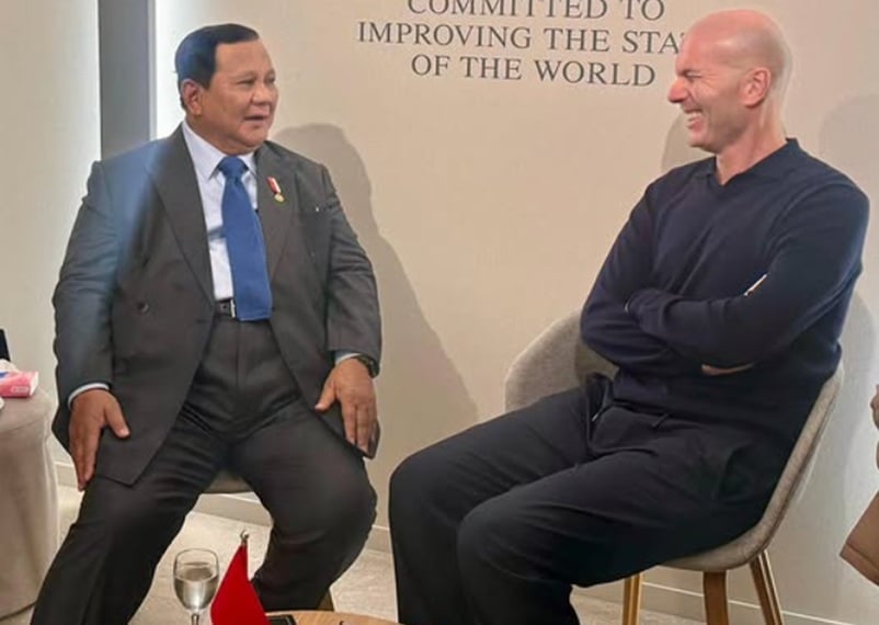 Prabowo Berdiskusi 45 Menit dengan Zidane di Davos, Bahas Masa Depan Sepak Bola RI