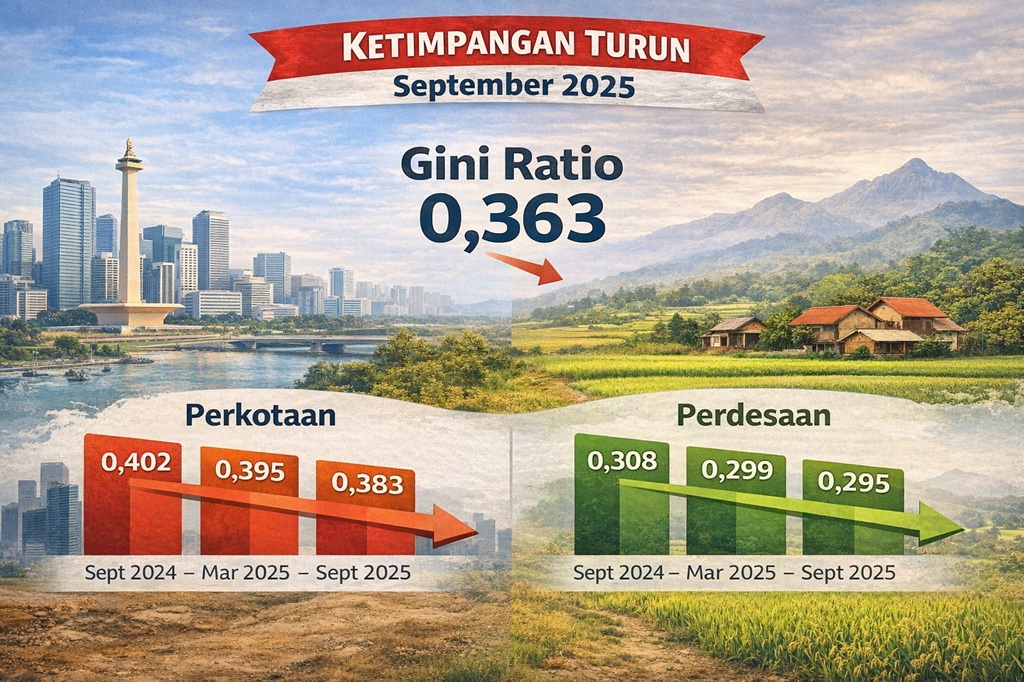 Tingkat Ketimpangan Pengeluaran Penduduk RI Turun per September 2025, Kota Penyumbang Terbesar