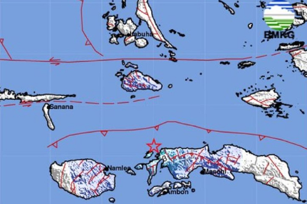Gempa Hari Ini Magnitudo 4,8 Guncang Seram Bagian Barat Maluku