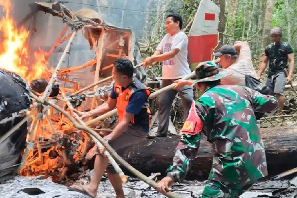 Kondisi Pesawat Pelita Air Jatuh di Krayan Nunukan, Terbakar dan Rusak Parah