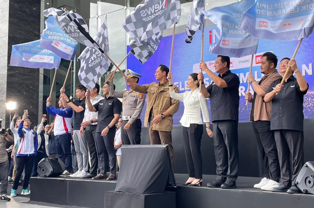 Detik-Detik Angela Tanoesoedibjo bersama AHY Lepas Tim Liputan Mudik iNews Media Group 2026