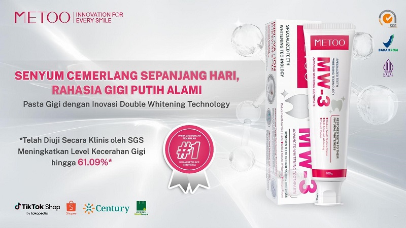 MW-3 Advanced Whitening Toothpaste dari METOO, Solusi Perawatan Gigi untuk Senyum Lebih Cerah