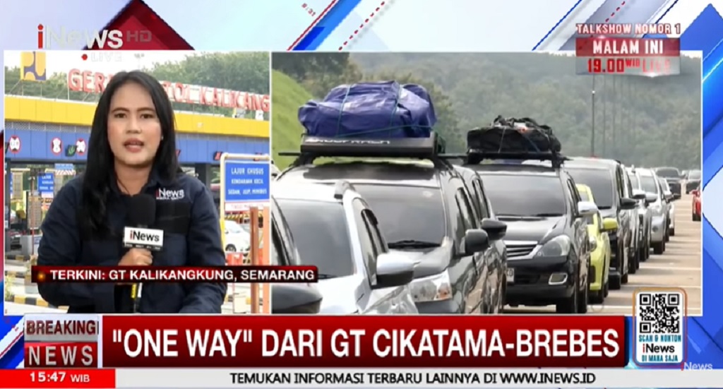 One Way Sepenggal Diterapkan di KM 70-263 Tol Trans Jawa Sore Ini