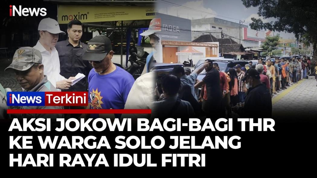 Momen Jokowi Bagi-bagi THR di Solo, Antrean Panjang Warga dan Pedagang Mengular hingga  100 meter