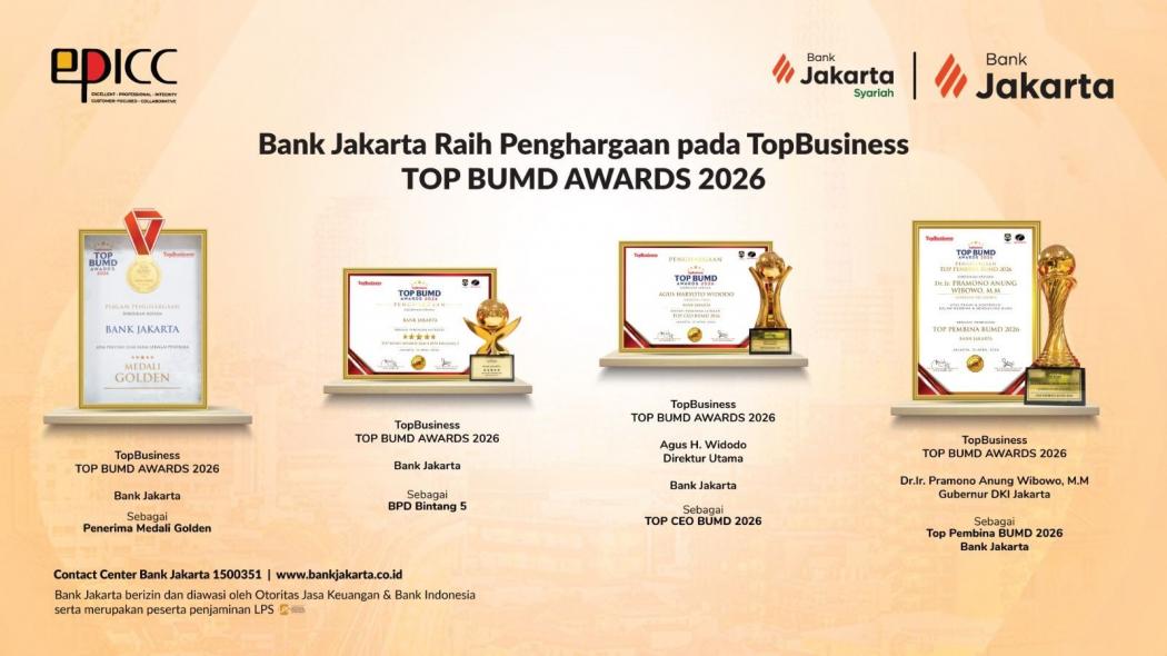 Konsisten Lanjutkan Transformasi, Bank Jakarta Raih TOP BUMD Awards 2026