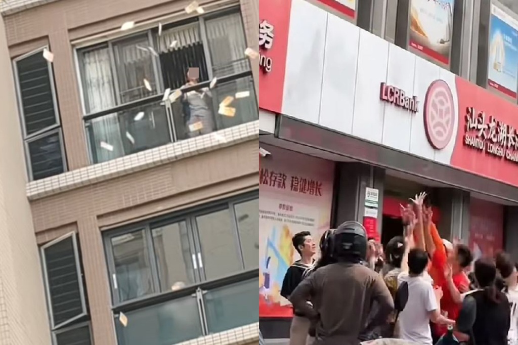 Viral Aksi Perempuan Lempar Uang Miliaran dari Balkon Apartemen, Warga Heboh Berebut di Jalan