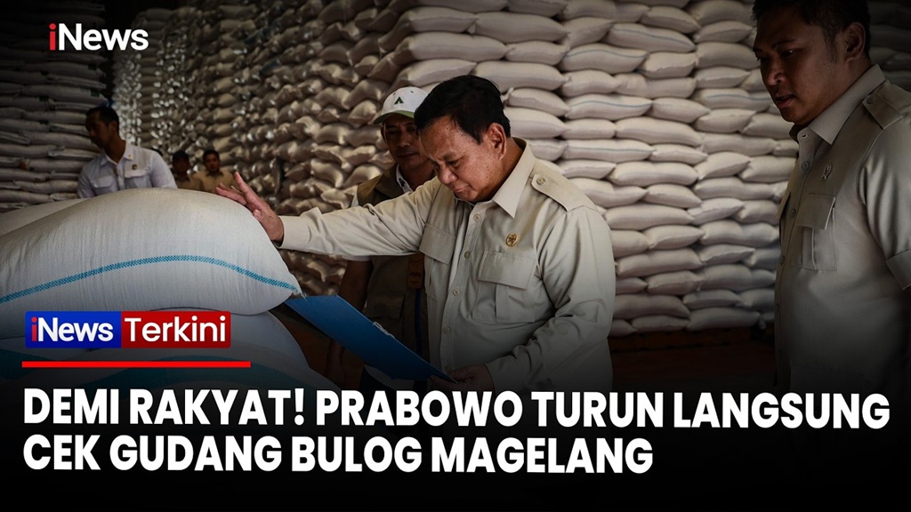 Momen Prabowo Sidak Gudang Bulog di Magelang, Pastikan Stok Beras Aman