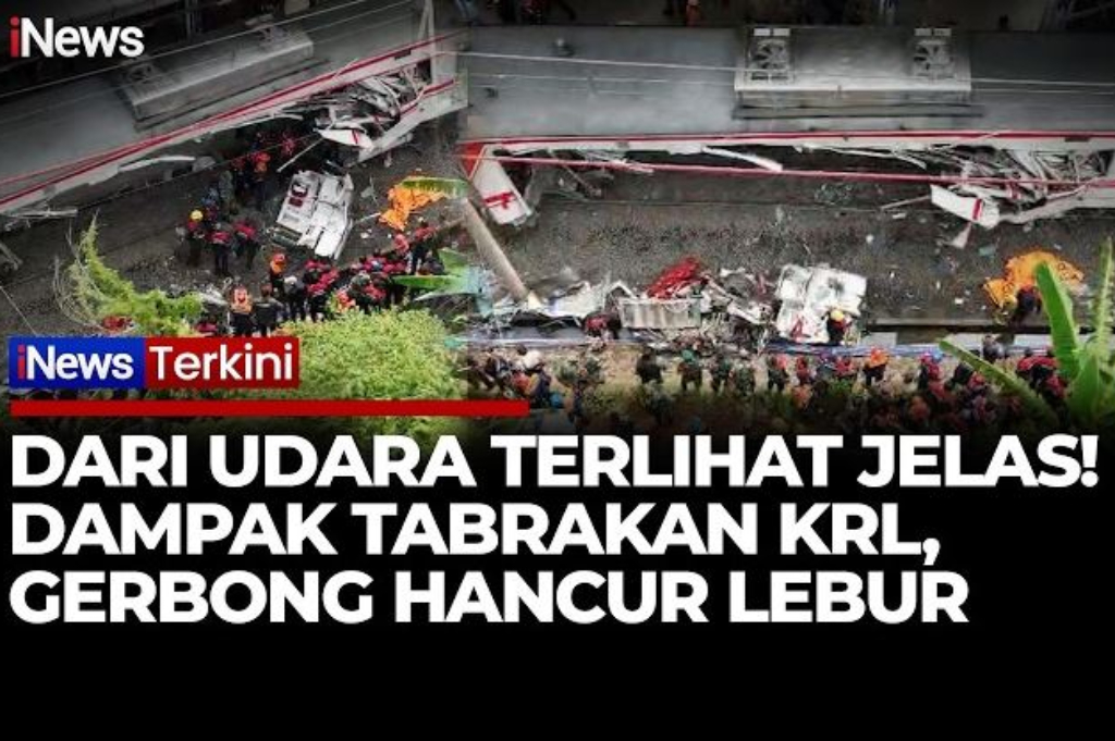 Mengerikan! Video Pantauan Udara Gerbong KRL Hancur usai Ditabrak KA Argo Bromo di Bekasi
