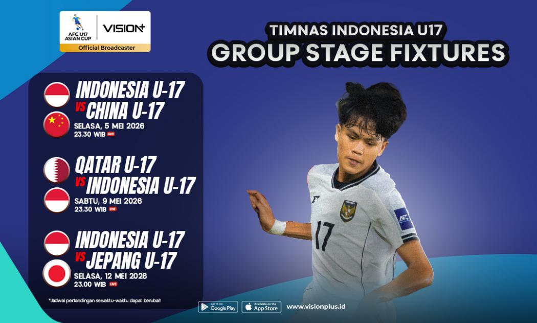 Jadwal Lengkap Timnas Indonesia U-17 di Piala Asia U-17 2026, Saksikan di Vision+!