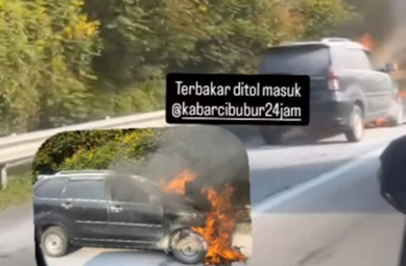 Mobil Terbakar di KM 12 Tol Jagorawi, Diduga Akibat Korsleting  