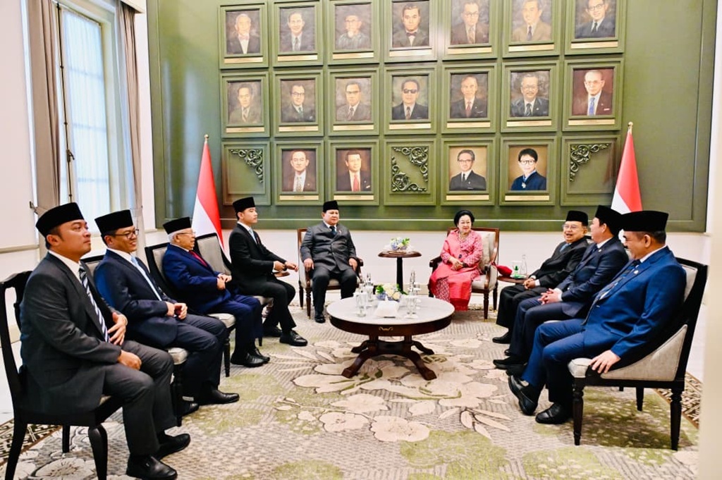 Momen Keakraban Prabowo Bersama Gibran, Megawati hingga JK di Sela Upacara Hari Lahir Pancasila
