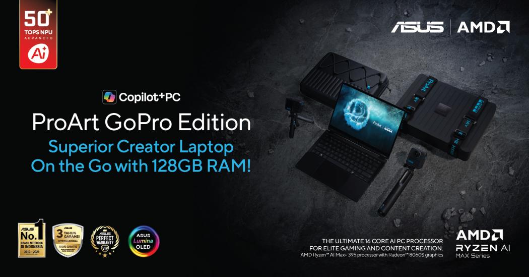 ASUS ProArt GoPro Edition (PX13 | HN7306) Copilot+ PC, Laptop Resolusi Tinggi untuk Desain Grafis
