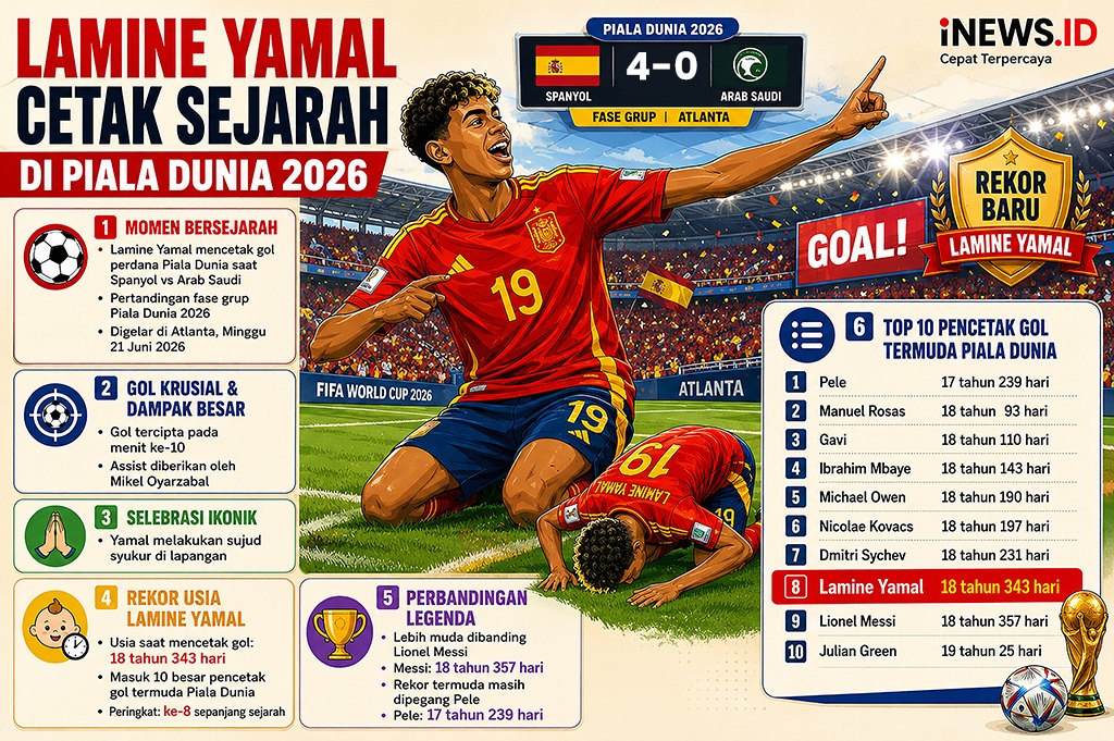 Daftar 10 Pencetak Gol Termuda dalam Sejarah Piala Dunia: Lamine Yamal Anggota Terbaru