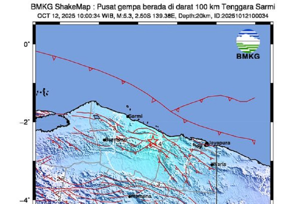 Gempa Hari Ini M5,3 Guncang Sarmi Papua Gempa Hari Ini M5,3 Guncang Sarmi Papua