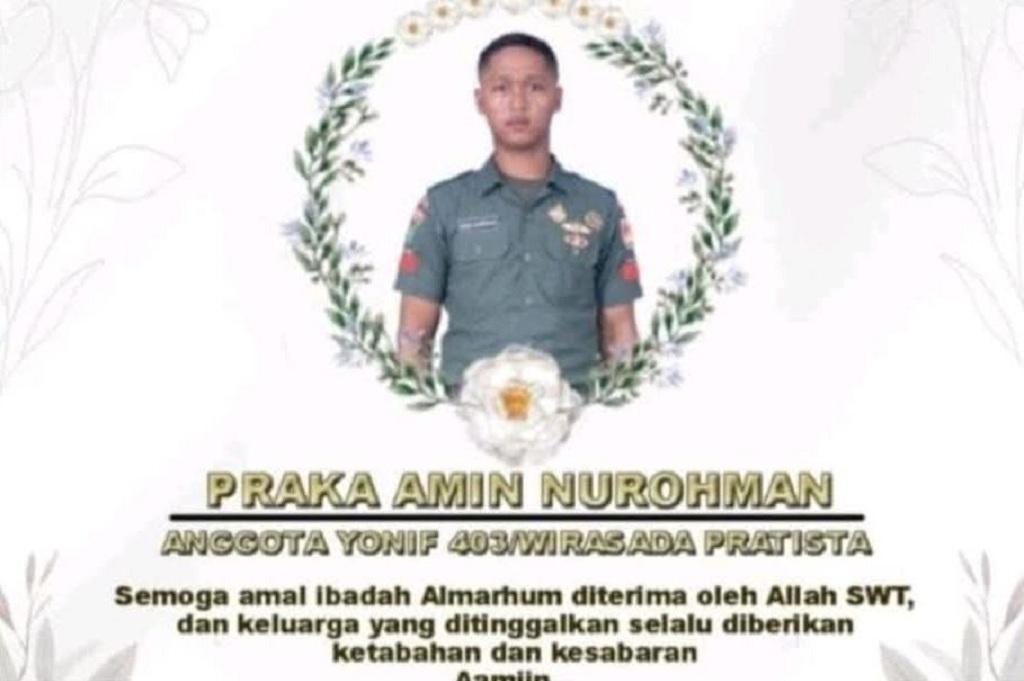 Identitas Prajurit TNI Gugur di Teluk Bintuni, Praka Amin asal Kebumen dari Satgas Yonif 410 Alugoro Identitas Prajurit TNI Gugur di Teluk Bintuni, Praka Amin asal Kebumen dari Satgas Yonif 410 Alugoro