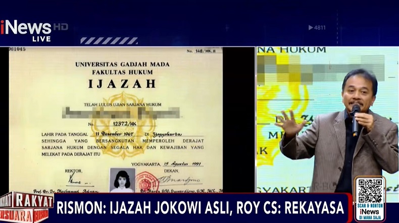 Roy Suryo Tampilkan Ijazah UGM Istrinya: Tak Ada Tulisan Gadhaj Adam Roy Suryo Tampilkan Ijazah UGM Istrinya: Tak Ada Tulisan Gadhaj Adam