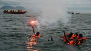 Basarnas Gelar Simulasi Penyelamatan Korban Kebakaran Kapal Laut