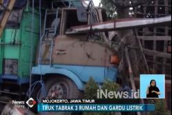 Sopir Truk Ngantuk, Tabrak 3 Rumah dan Gardu PLN
