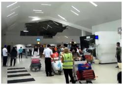 Hujan Deras dan Angin Kencang, Plafon Bandara Syamsuddin Noor Runtuh