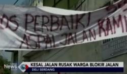 Jalan Rusak Tak Kunjung Diperbaiki, Warga Blokir Jalan di Deliserdang