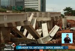 Balok Girder di Proyek Jalan Tol Antasari Ambruk Timpa Truk