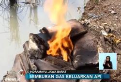 Semburas Gas di Indramayu Kini Keluarkan Api