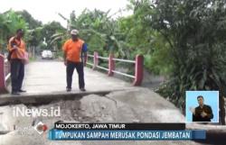 Dihantam Arus Sungai, Jembatan Penghubung di Mojokerto Ambrol