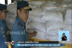 Polisi Amankan 20 Ton Beras Ilegal dari Thailand