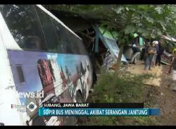 Sopir Serangan Jantung, Bus Tabrak Warung di Subang