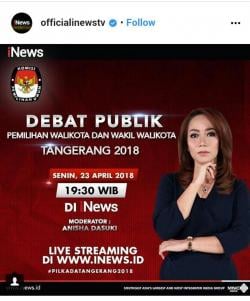 Saksikan Debat Publik Pemilihan Wali Kota Tangerang di iNews Malam Ini
