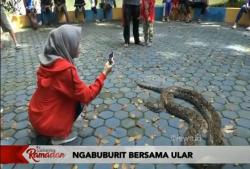 Warga Ngabuburit Bersama Ular di Kambang Iwak Besar Palembang