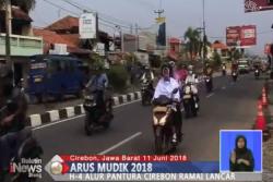 Arus Mudik Sepeda Motor di Cirebon Ramai Lancar