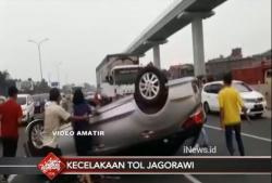 Video Amatir Minibus Terbalik di Tengah Ruas Tol Jagorawi-Jakarta