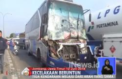 Kecelakaan Beruntun di Jombang, Sopir Bus Patah kaki