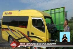 Diduga Mengantuk, Minibus Tabrak Pembatas Jalan di Cipali
