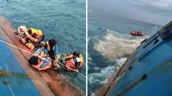Foto Perjuangan Penumpang Selamatkan Diri saat KM Lestari Maju Karam