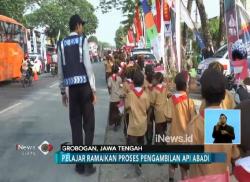Warga Grobogan Saksikan Pengambilan Api Abadi Obor Asian Games 2018
