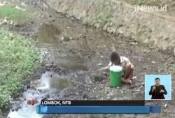 Kekeringan, Warga Lombok Terpaksa Gunakan Air Sungai