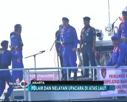 Peringati HUT ke-73 RI, Polair dan 80 Nelayan Upacara di Atas Laut