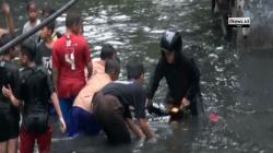 Banjir di Cengkareng, Pengendara Motor Terperosok Drainase 1 Meter