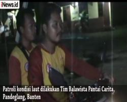 Tim Balawista Pantai Carita Patroli Pantau Kondisi Laut Selat Sunda