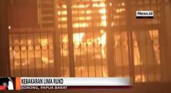 Diduga Korsleting Listrik, 5 Ruko di Sorong Ludes Terbakar