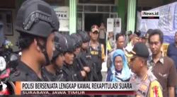 Polisi Bersenjata Amankan Rekapitulasi Suara Pemilu 2019 di Surabaya