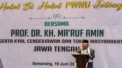 Halalbihalal di PWNU Jateng, Kiai Ma'ruf Amin: Kemenangan 01 Masih Digantung