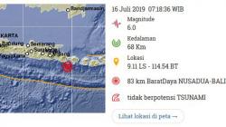 Penjelasan BMKG soal Gempa 6,0 SR yang Mengguncang Nusa Dua Bali Pagi Ini