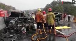 Detik-Detik Kecelakaan Beruntun di Tol Cipularang Km 92, Sejumlah Mobil Terbakar