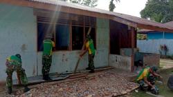 TNI Pos Rawa Biru Bantu Renovasi SD di Perbatasan Indonesia – Papua Nugini