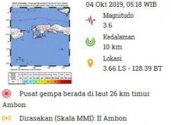 Gempa Hari Ini Berkekuatan Magnitudo 3,6 Guncang Ambon