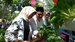 Ibunda Presiden Jokowi Panen Sayur di Edu Park Masjid Al Akbar Surabaya
